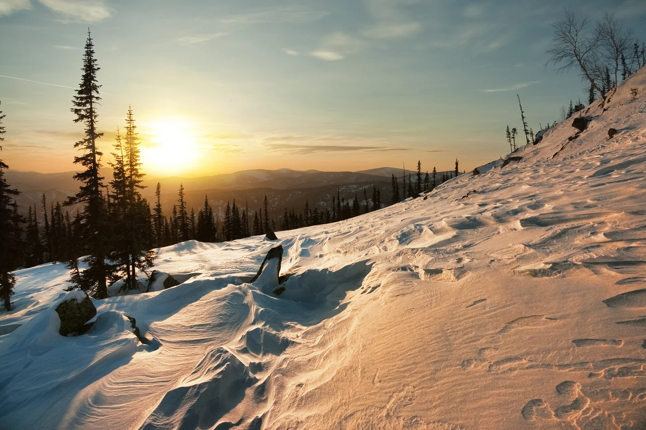 Sunset in Kuznetsk Alatau, South Siberia.